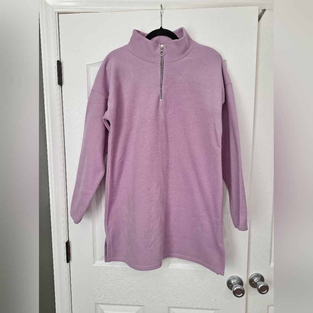 Boohoo Lilac Fleece Quarter-Zip Top